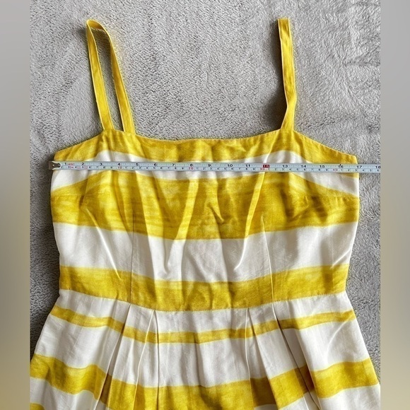 Loft Summer Sleeveless Spaghetti Strap Yellow Striped Lined Dress size 6 - Picture 5 of 9